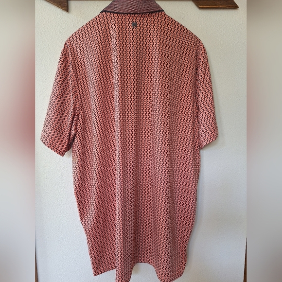 Greyson Mens Polo Golf Shirt Coral Moonshine Geometric Collared Size XL - Picture 8 of 8